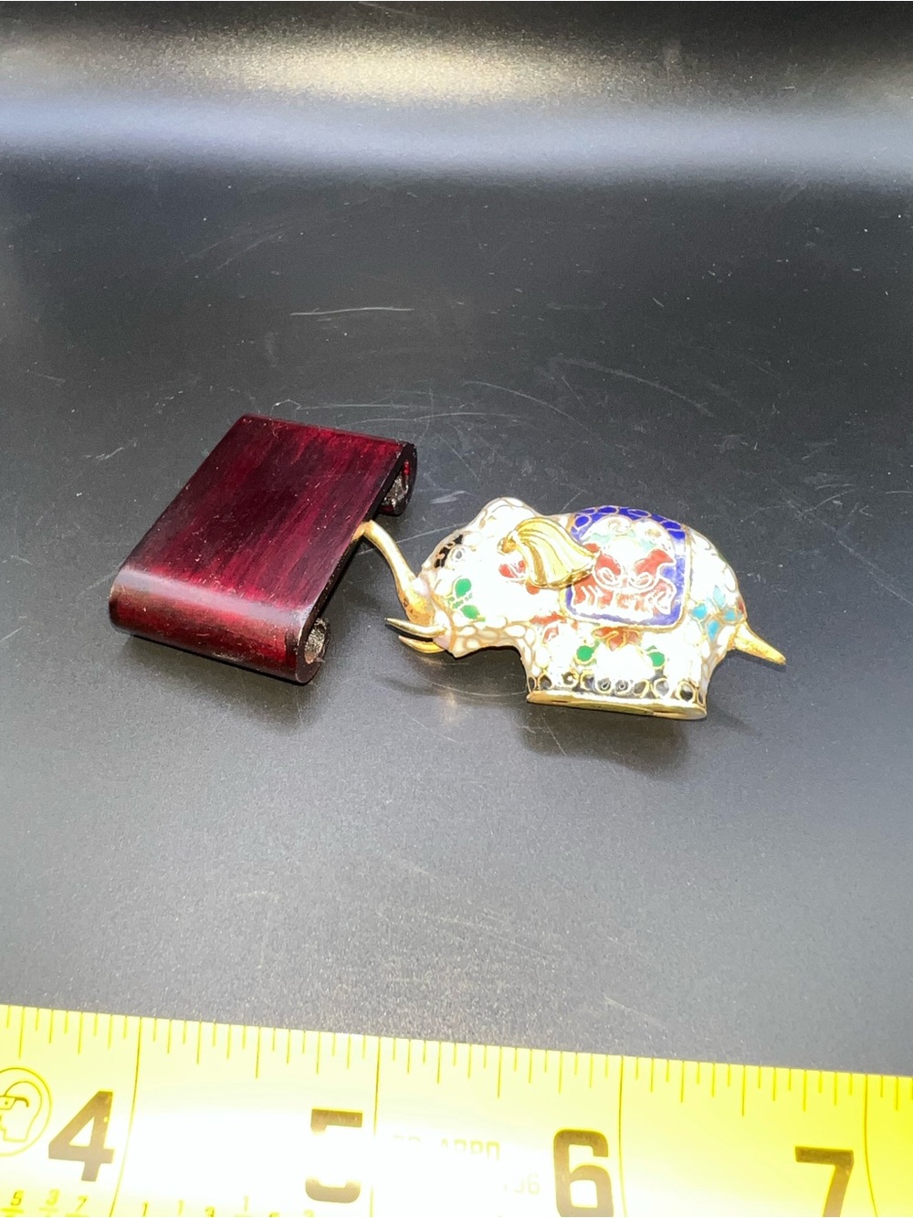 Cloisonné Elephant Figurine - Multicolor Gold Accents - Picture 6 of 7